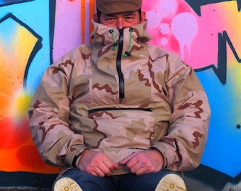 Bivouac cag, waterproof jacket made from recycled tents. ventile cotton weatherproof coat, storm proof breathable cagoule, foul weather coat