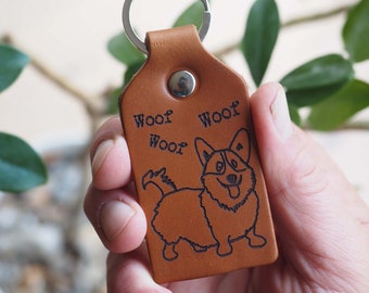 Personalized Leather Dog Breed Keyring: Custom Dog Lover Gift