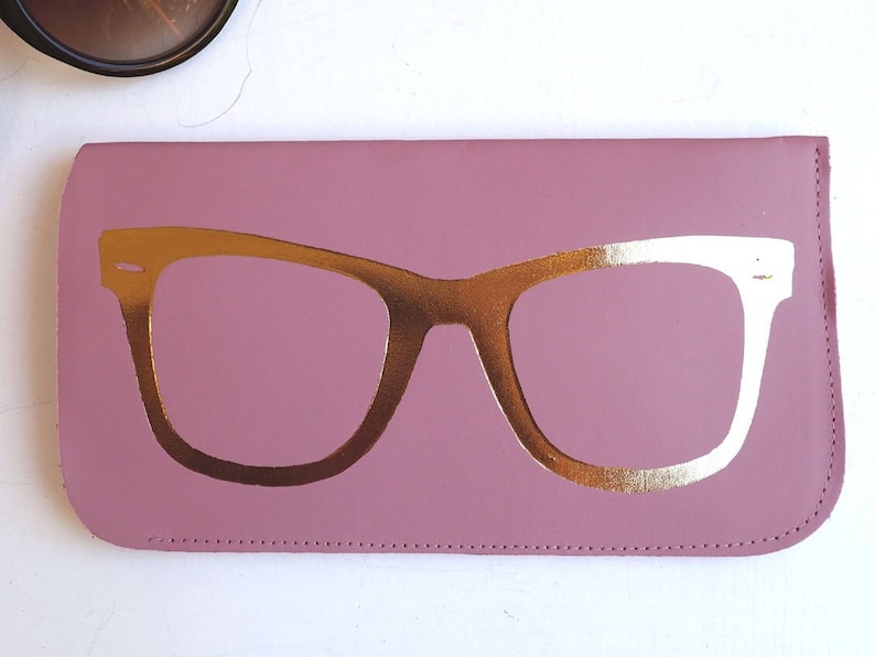 Leather sunglasses case in pink & gold, glasses case, leather gift, gift for her, holiday, pink glasses case, Mother's Day, Mothering Sunday image 4