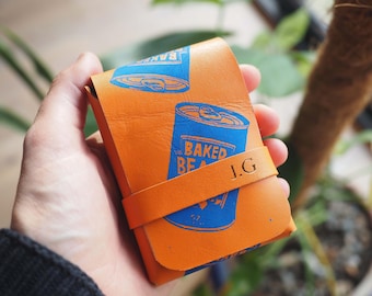 Personalized Baked Beans Leather Playing Card Case: Handmade Fun Gift