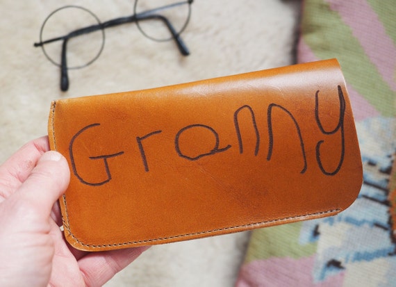 Your Handwriting Personalised Glasses Case Soft Leather 