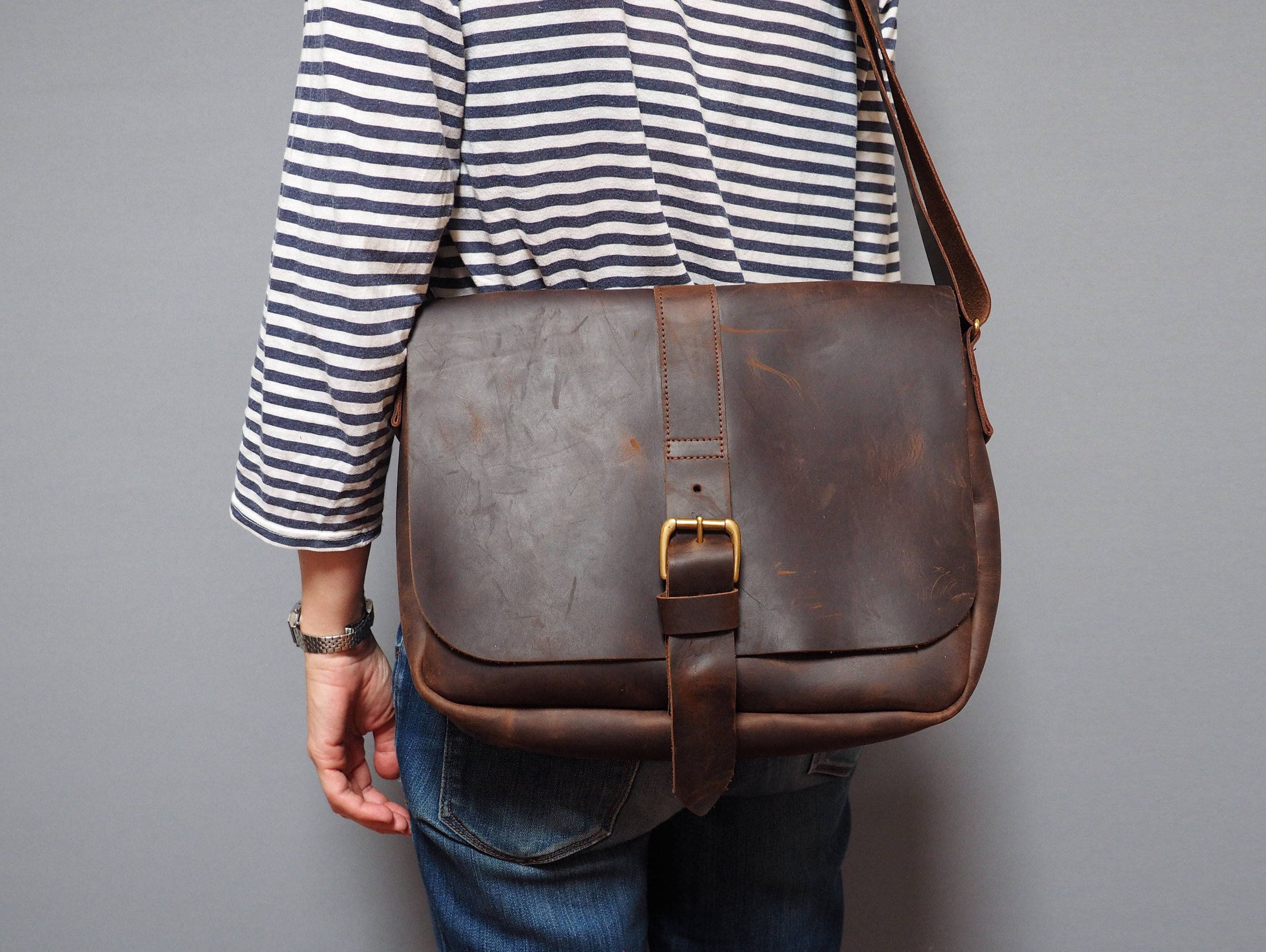 Handmade Men's Leather Bag Satchel Bag Man Bag Leather -  Denmark