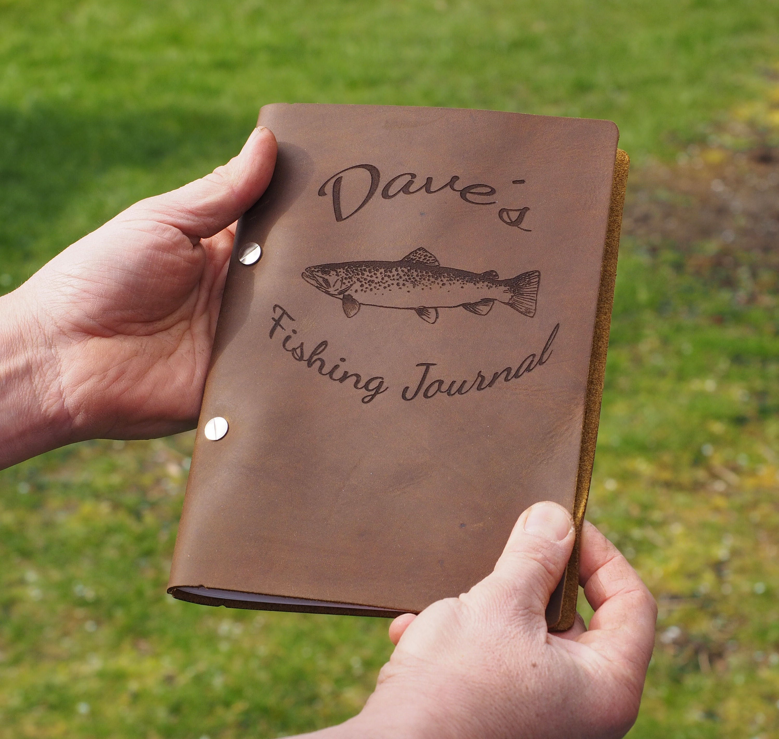 Personalized Refillable A5 Leather Fishing Journal, Fishing Gift