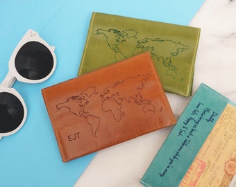 German Passport Cover, Passport Holder to fit German passport (old size), German Passport Holder, German Passport, Travel Gift, World Map
