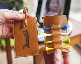 Personalized Leather Golf Tee Holder: Golfing Christmas Gift