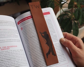 Golfers' personalized leather book mark, golfer gift, golf gift, golfing gift, gift for him, Golf Dad