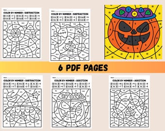 Halloween Farbe nach Anzahl Arbeitsblätter Printable PDF | Lustige Lernaktivität