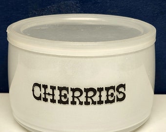 Fired On White Glass Cherries Container