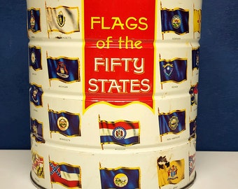 Vintage 50 states coffee can