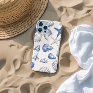 Seashell aesthetic phone case preppy ocean gift for her, coastal, sea- cute tough case for iPhone 16 15 14 13 12 11 8 pro max plus X Samsung