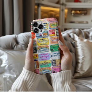 Vintage Sardine Aesthetic Can Phone Case Retro Phone Cover fish, gift Tough Cases, Seafood iPhone 16 15 14 13 12 11 pro max 8 plus X Samsung