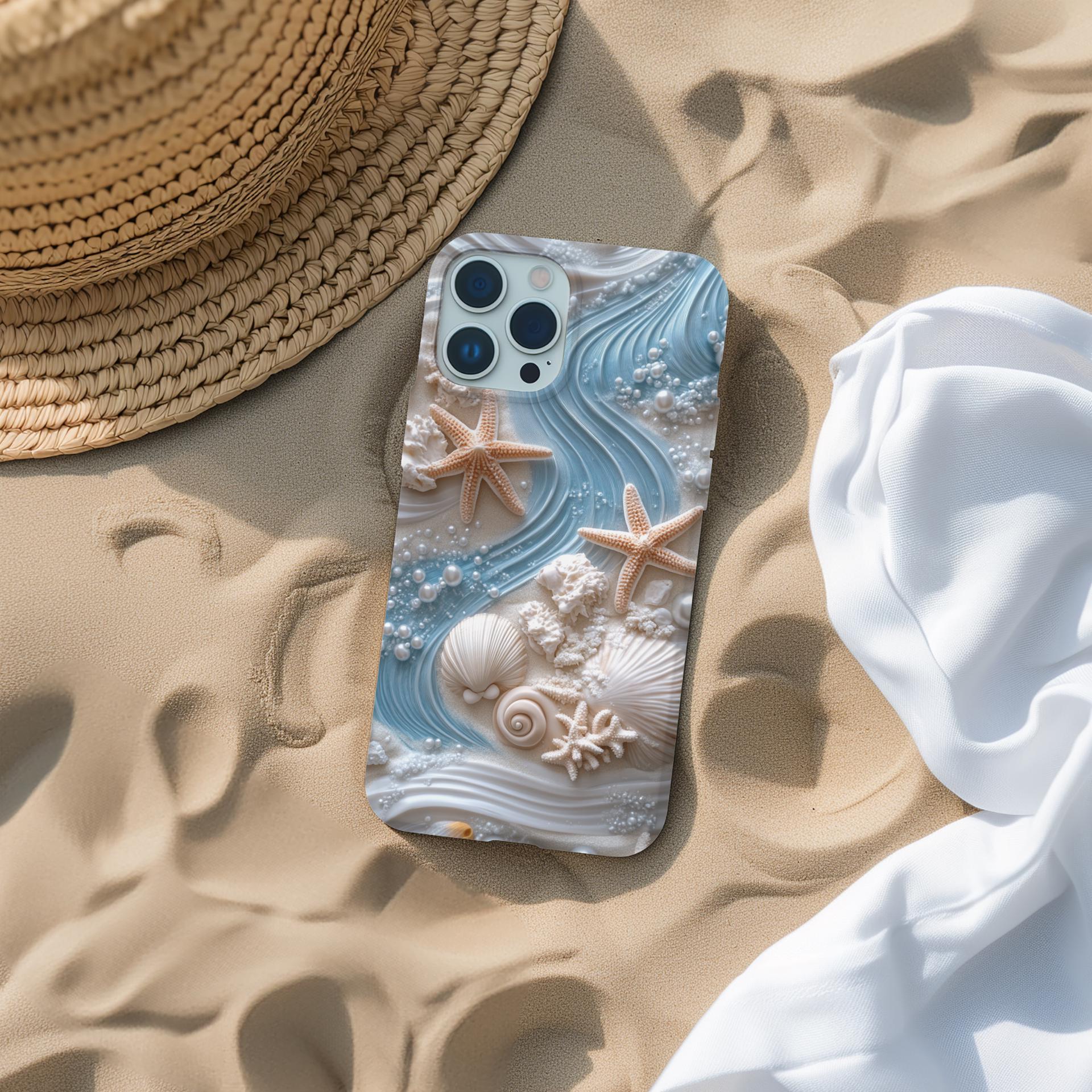 Beachy Seashell Phone Case: Coastal Ocean Waves Design