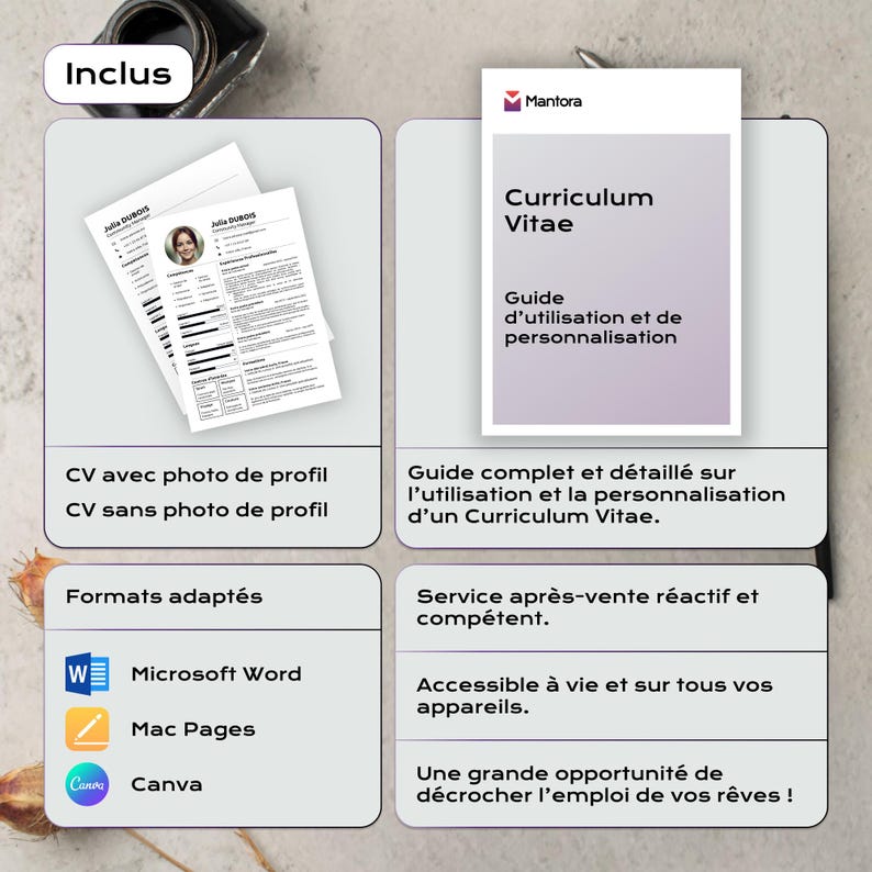 CV curriculum Vitae Professionnel Et Minimaliste. CV Français, 100% ...