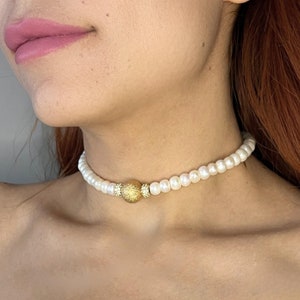 Pearl Choker Necklace, Unique Natural Gemstone Jewelry, Bridal Choker, Wedding Necklace, Wedding Jewelry, Bridal Gifts, Freshwater Pearls