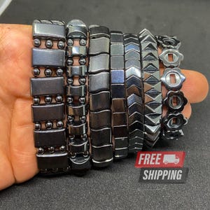 Hematite Stone Bracelets for Men, Mens Hematite Bracelet, Bead Natural Stone Bracelet, Crystal Bracelets For Men, Mens Jewelry Bracelet Gift