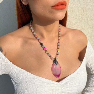Multi Gemstone Beaded Necklace, Multi GemStone Necklace, Beaded choker natural stone necklace, to my daughter necklace, Unique Choker