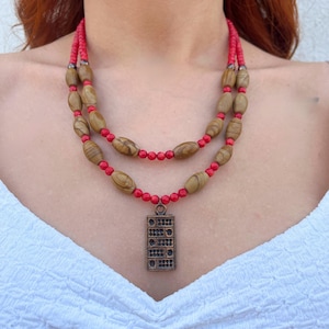Red Jasper Pendant Necklace, Bohemian Neckalce, Sand Wood Jasper Necklace, Gemstone Necklace, Healing Necklace, Jasper Boho Long Necklace
