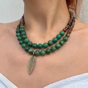 Handmade Jade & Tiger&#39;s Eye Necklace, Jade Pendant Necklace, Jade Gemstone Statement Necklace, Jade Gemstone Jewelry, Tigers Eye Jewelry