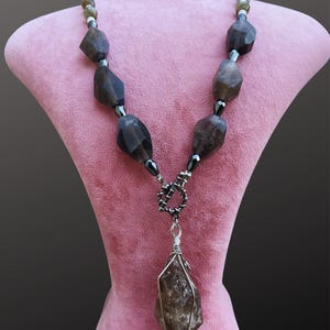 Natural Labradorite Necklace, Smoky Quartz Pendant Necklace, Beaded Labradorite Necklace, Labradorite Beads Necklace, Labradorite Jewelry