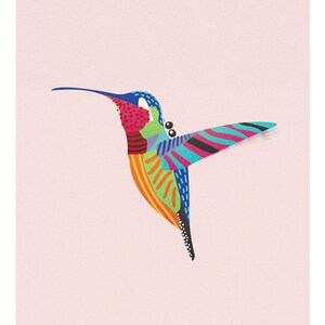 Hummingbird Vector-Art, Illustrated Wall Print. Stylised, Bright, Warm, Home Decor, Living Room, Entry way, House Warming, Gift, Wall Art