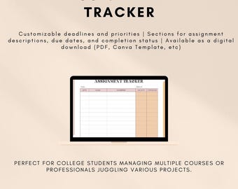 Assignment Tracker Planner | Editable Student Organizer (Digital Download)