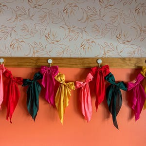 Satin Bow Garland, Anthropologie Inspired Bow Garland, Bow Garland, Christmas Garland, Holiday Bow Garland, Satin Bow Decoration
