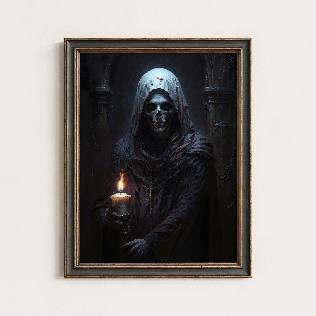 Scary Monk Skeleton Portrait: Gothic Wall Art Print for Dark Academia ...