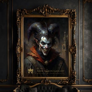 Kings Jester Dark Academia Wall Art - Large Gothic Digital Creepy Print, Downloadable Artwork, Dark Oil Painting Goth Room Decor | 35