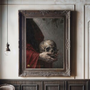 Skull of Ancient Man Print – Gothic Skeleton Dark Aesthetic Oil Painting, Creepy Horror Decor, Macabre Downloadable Wall Art | 163