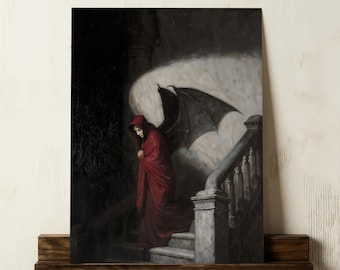 Gothic Bat Lady Print: Vampire Romance Wall Decor (Printable Dark Painting) | 174