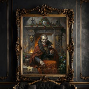 Jovial Vampire Christmas Art Print: Dark Academia Gothic Decor (Digital Download) | 21