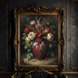Dark Academia Anatomical Floral Heart Printable Art | 77
