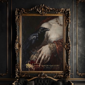 Gothic Raven Print: Dark Academia Woman's Hand Art (Digital Download) | 210