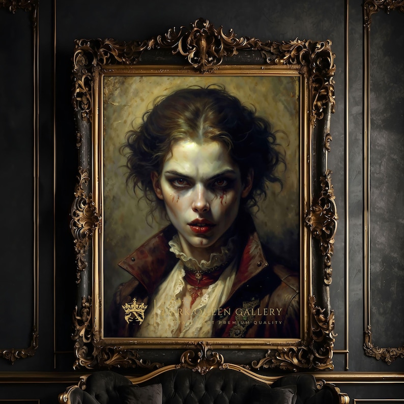 Dark Academia Vampire Portrait: Gothic Horror Print Wall Art (instant ...