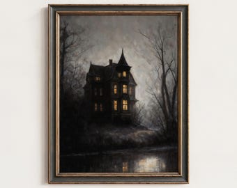 Haunted Castle Print: Gothic Victorian House Picture (Digital Artwork) | 177
