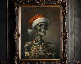 Gothic Weihnachtsmann Skeleton Art | Stimmungsvoller Winterdruck | Dark Academia Weihnachtsdekor | 22