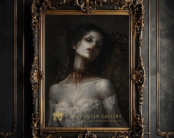 Gotiskt vampyrporträtt: Mörk fantasi väggkonsttryck (digitalt nedladdningsbart) | 228