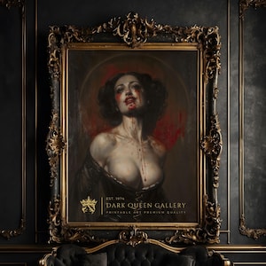 Gothic Vampire Woman Art Print: Dark Lilith Oil Painting (Digital Download) | 221