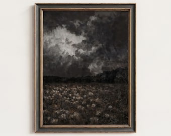 Dark Clouds Art Print: Gothic Cottagecore Landscape Wall Decor (Digital Printable) | 330