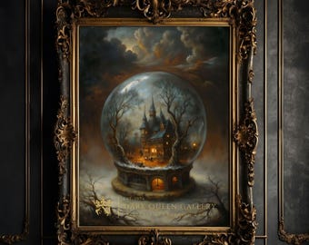Verzauberte Schneekugel Print: Dark Goth Academia Wand Dekoration (Digitaler Download) | 04