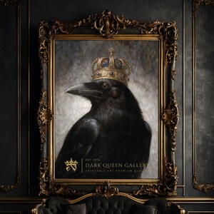 Gothic Raven King Print: Dark Academia Crow Royalty Wall Art (Instant Download) | 191