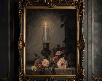 Moody Rose Still Life Print: Dark Cottagecore Gothic Victorian Wall Art (Downloadable) | 167