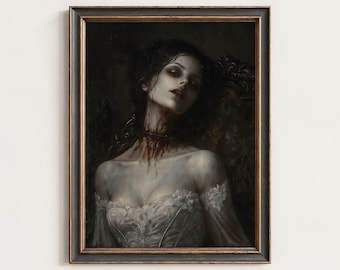 Gothic Vampire Girl Portrait: Dark Fantasy Wall Art Print (Digital Downloadable) | 228