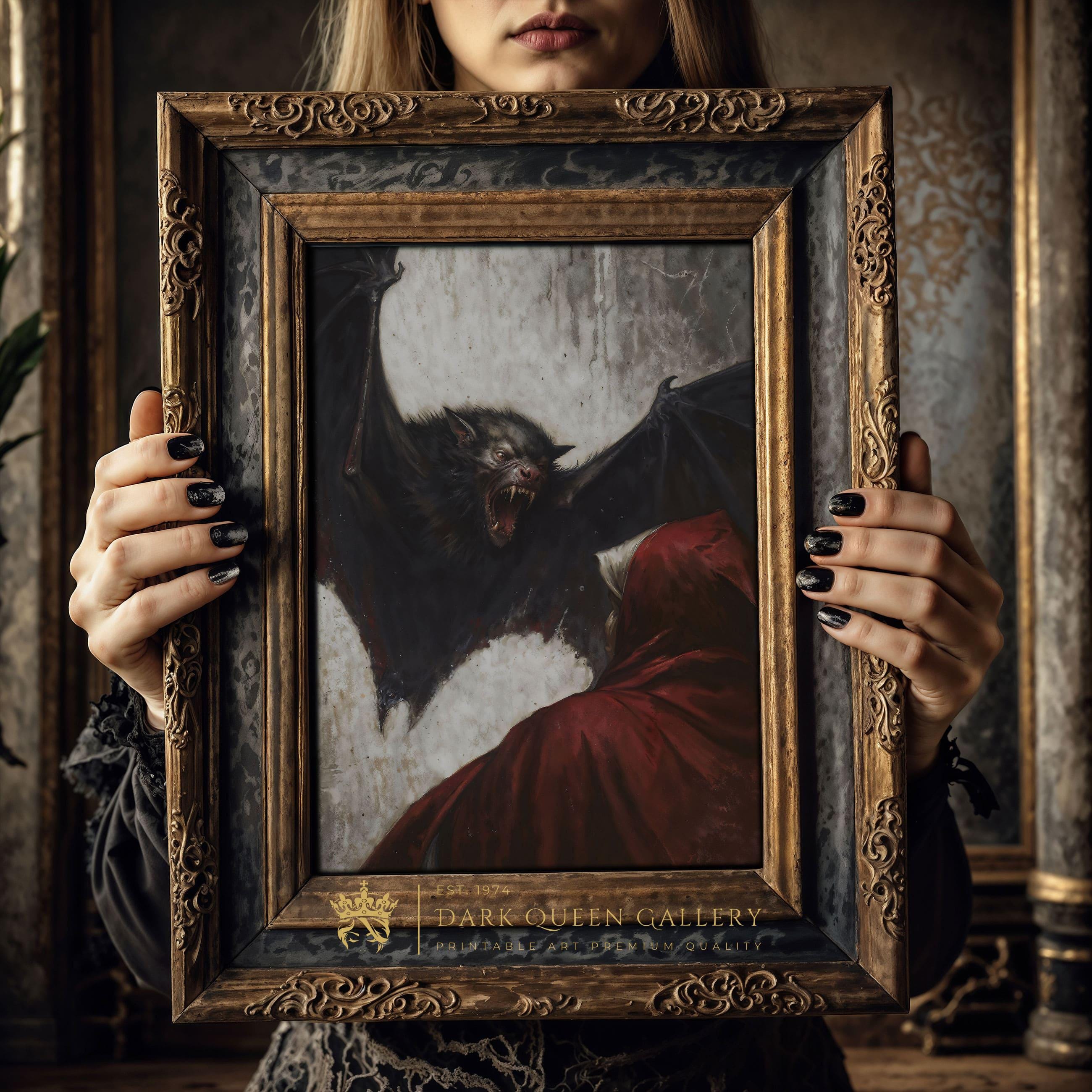 Vampire Bat Horror Print: Macabre Gothic Dark Fantasy Wall Art