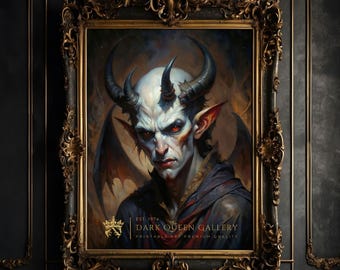 Gothic Demon Portrait: Dark Academia Horror Wall Art (Instant Download) | 54