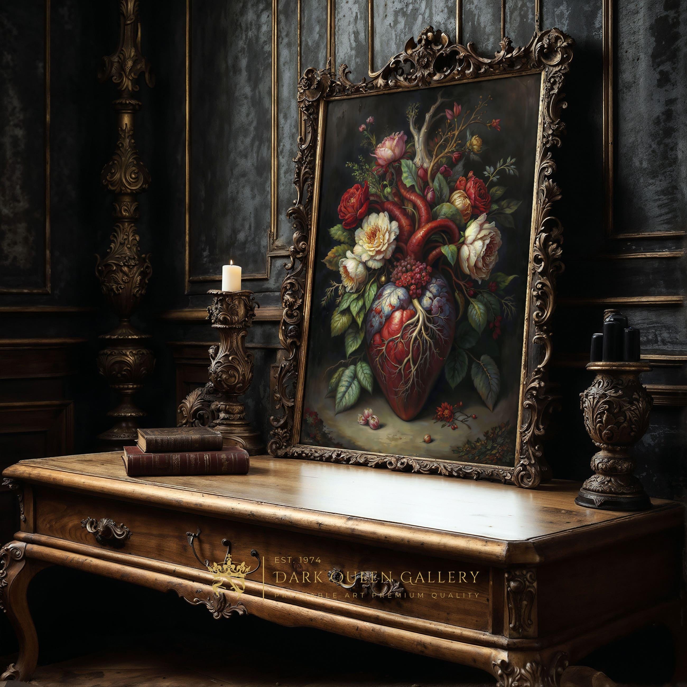 Dark Academia Anatomical Floral Heart Printable Art | 77 - Etsy
