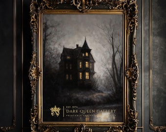 Haunted Castle Print: Gothic Victorian House, Spooky Dark Academia Wall Art (Digital Download) | 177