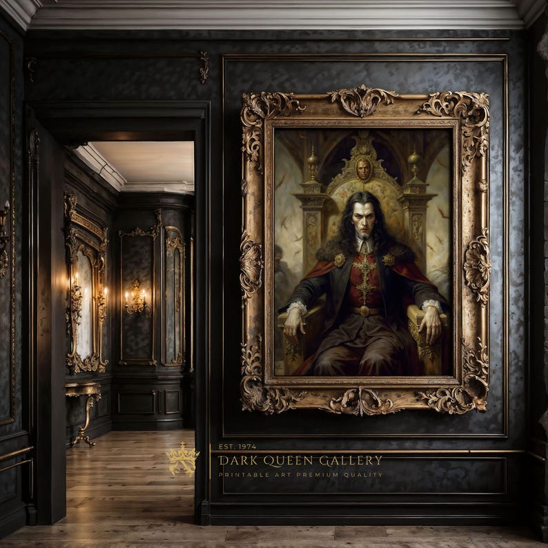 Count Dracula Digital Oil Painting: Gothic Dark Academia Wall Art ...