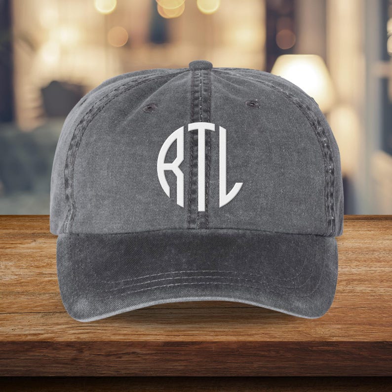 Simple Circle Monogram Custom Embroidered Pigment Dyed Hat, Customized ...
