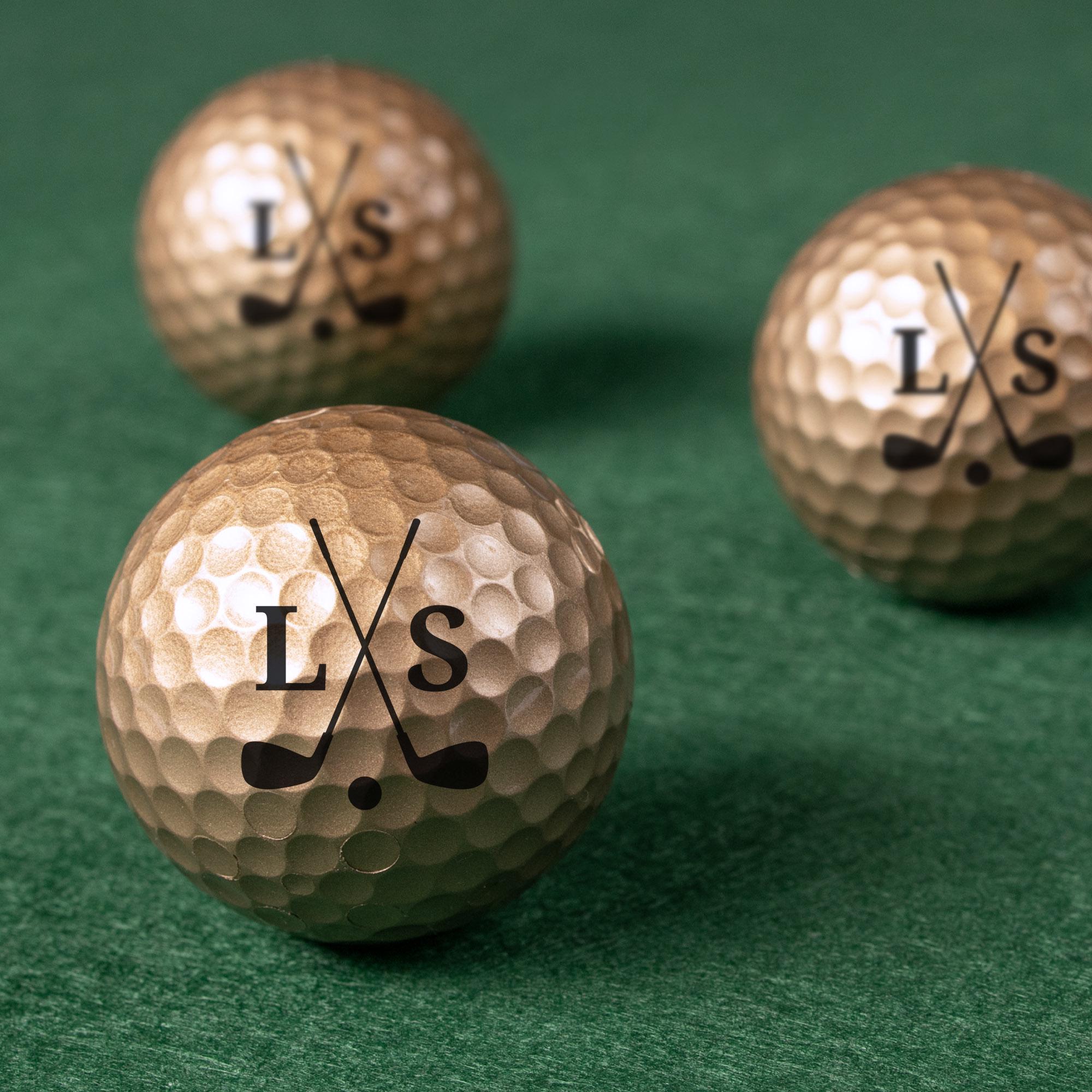 Crossed Clubs Initials Custom Golf Ball, Personalized Golfing Gift for ...